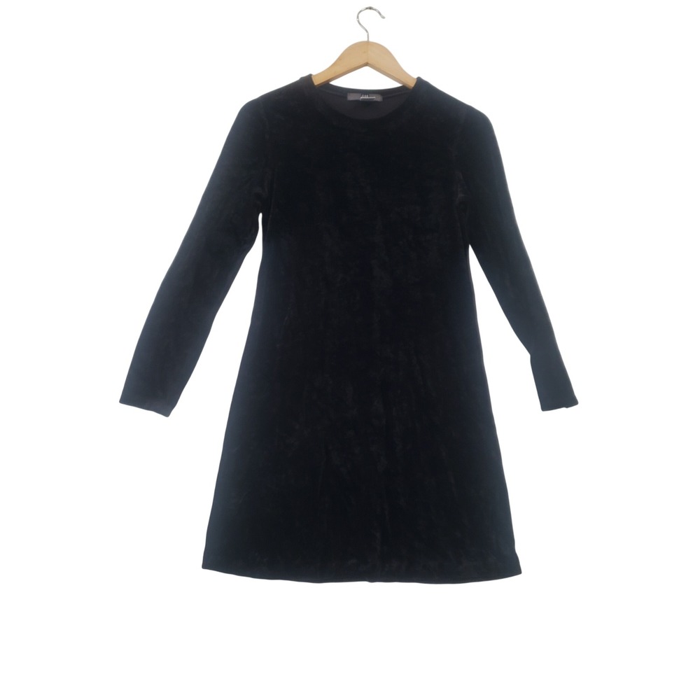 GAP Velvet Mini Dress Small Black 90s Vintage Long Sleeve Shift Grunge USA Made